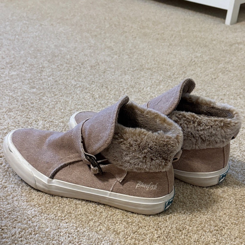Blowfish Beige Ankle Booties with Faux Fur